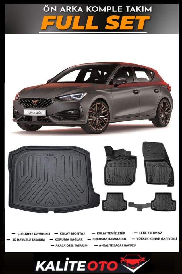 Cupra Leon Alt Bagaj Havuzu+4.5D Havuzlu Paspas Seti 2024 Model