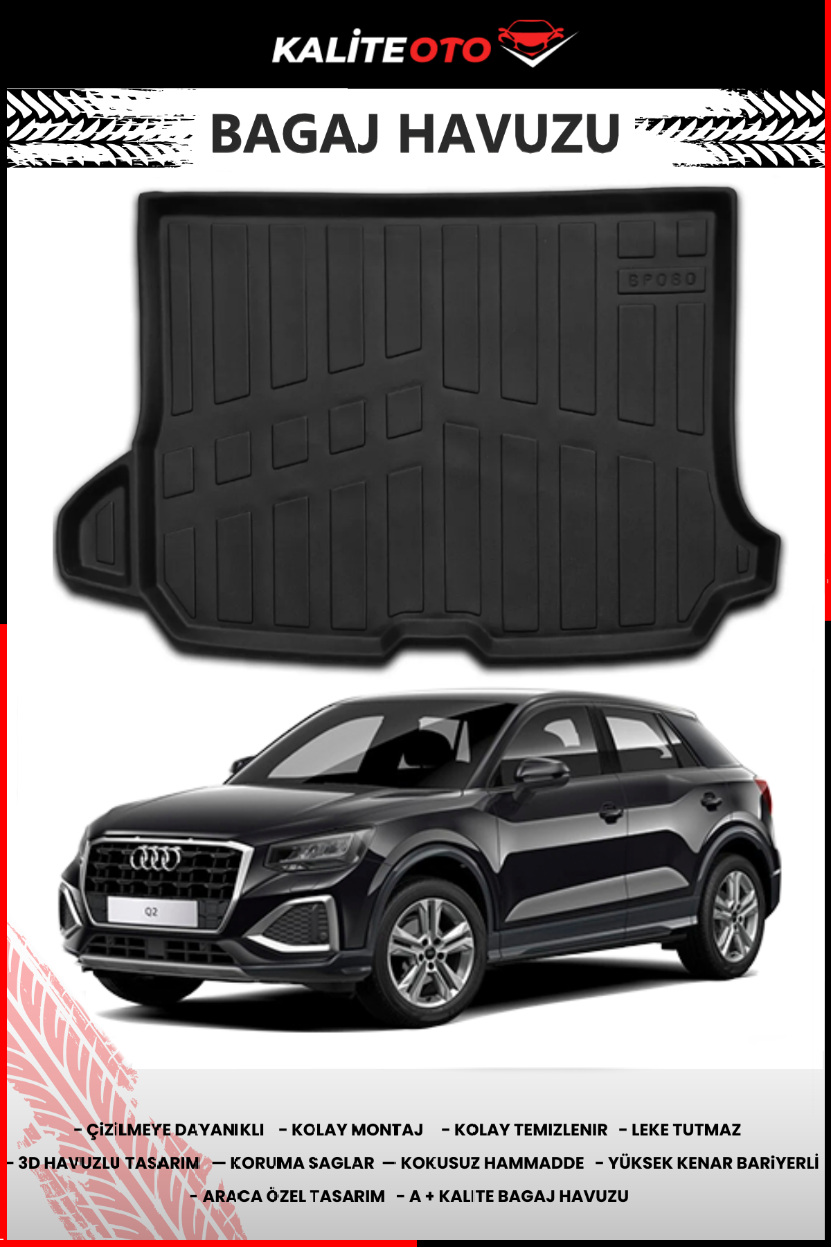 Audi Q2 2016 Sonrası 4D Bagaj Havuzu
