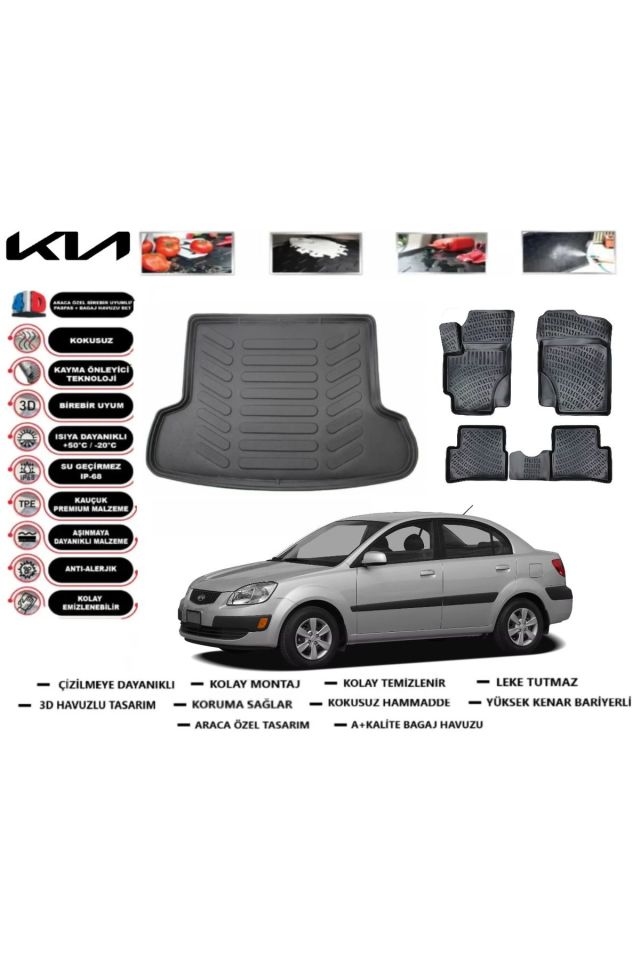 Kia Rio Sedan 2010 Model Bagaj Havuzu Araca Özel Paspas Takımı Prrox