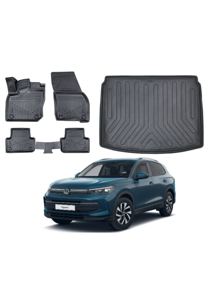 Volkswagen Tiguan 2024 Sonrası 3D Alt Bagaj Havuzu+3D Araca Özel Paspas Takımı