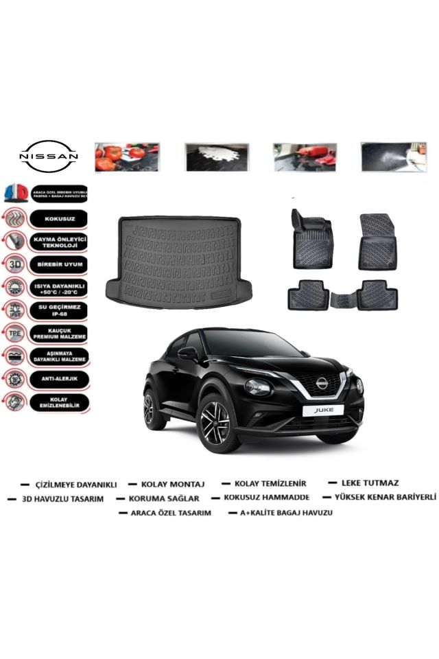 Nissan Juke 2021 Model Üst Bagaj Havuzu Araca Özel Paspas Takımı Prrox