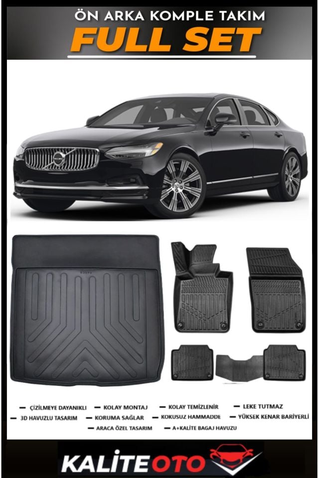Volvo S90 Plug-ın Bagaj Havuzu+4.5D Havuzlu Paspas Seti 2024 Model