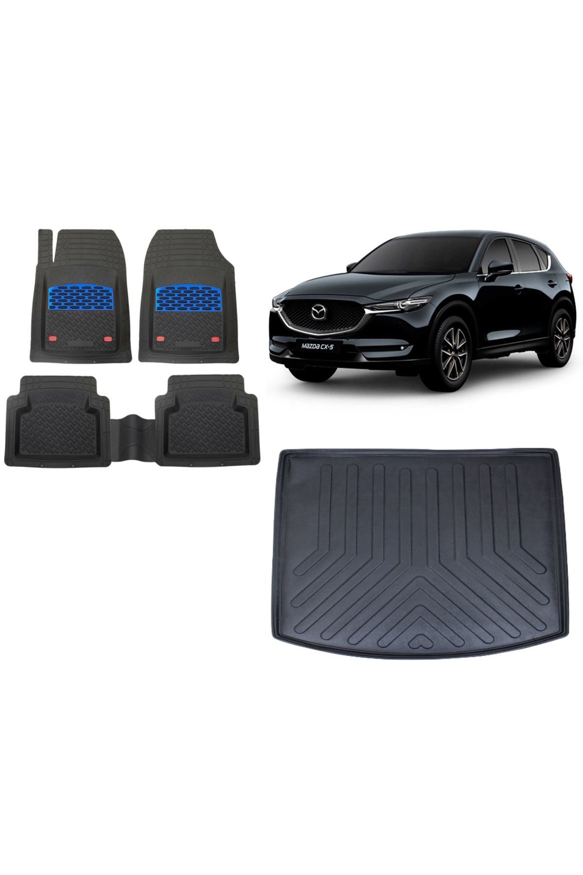 Mazda CX5 2016 Model 3D Bagaj Havuzu+3D Havuzlu Safir Mavi Kromlu Paspas