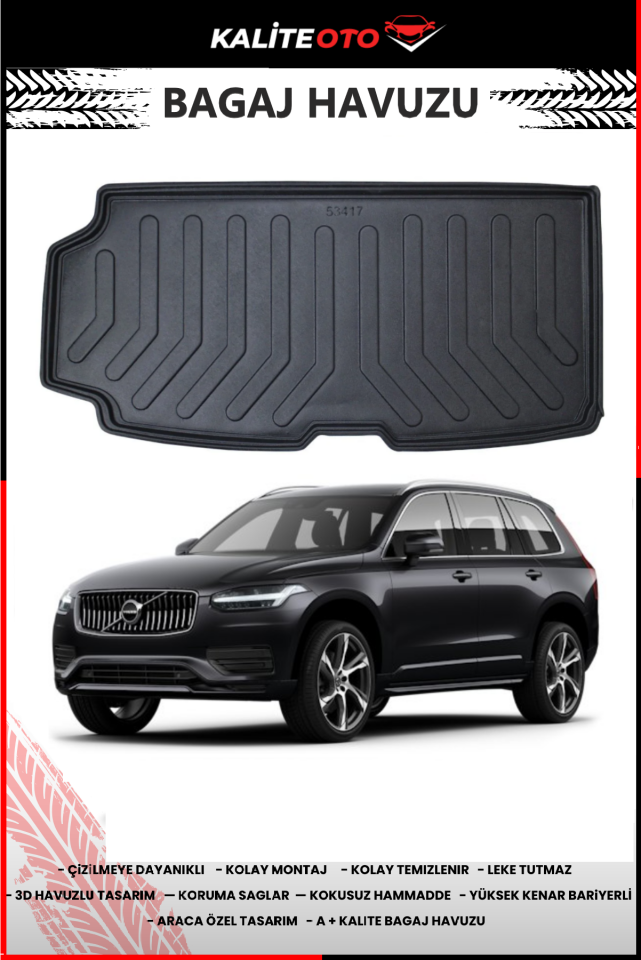 Volvo XC90 2016 Sonrası 7 Koltuklu 4D Bagaj Havuzu