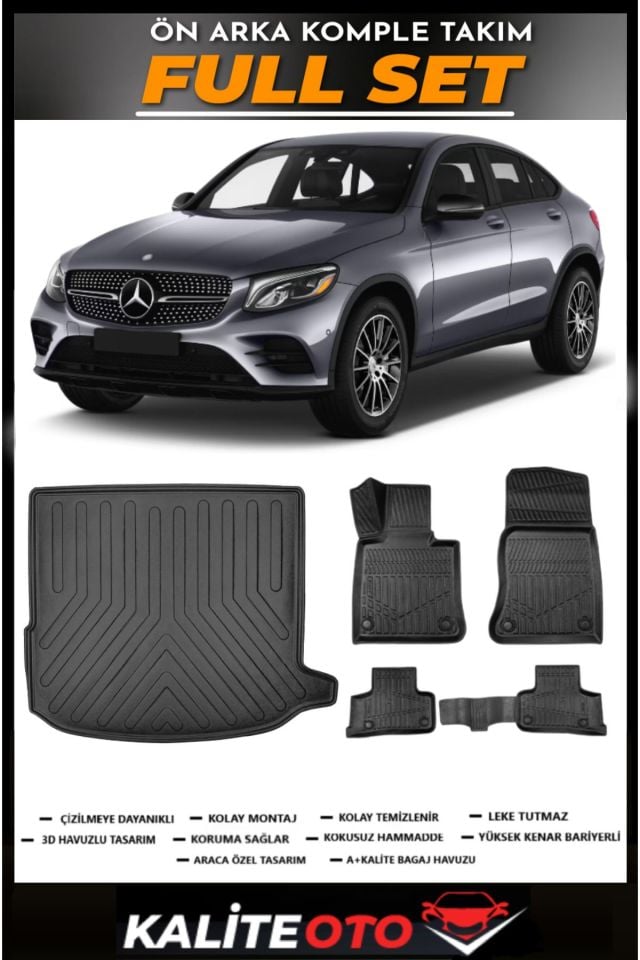 Mercedes Glc Coupe Bagaj Havuzu+4.5D Havuzlu Paspas Seti 2020 Model
