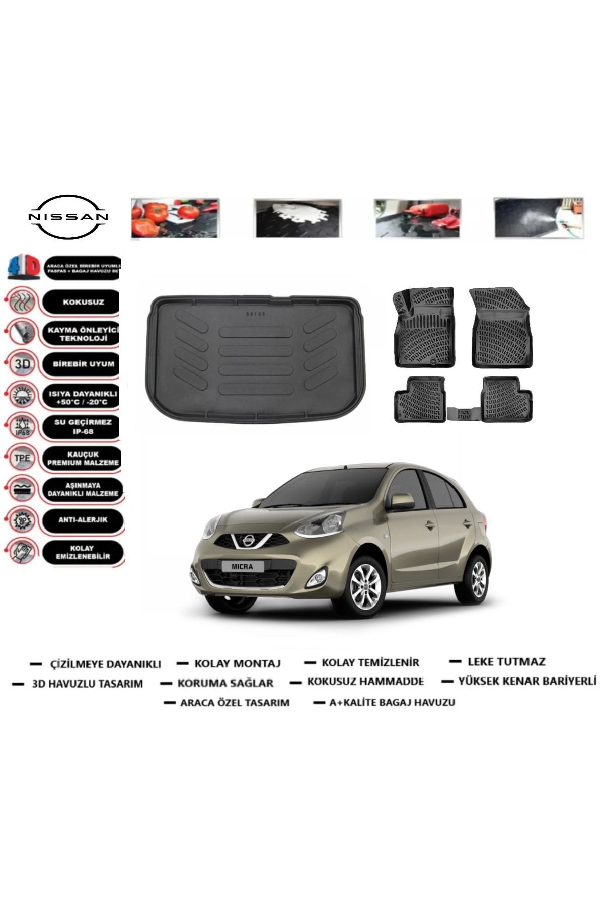 Nissan Micra 2011 Model Bagaj Havuzu Araca Özel Paspas Takımı Prrox