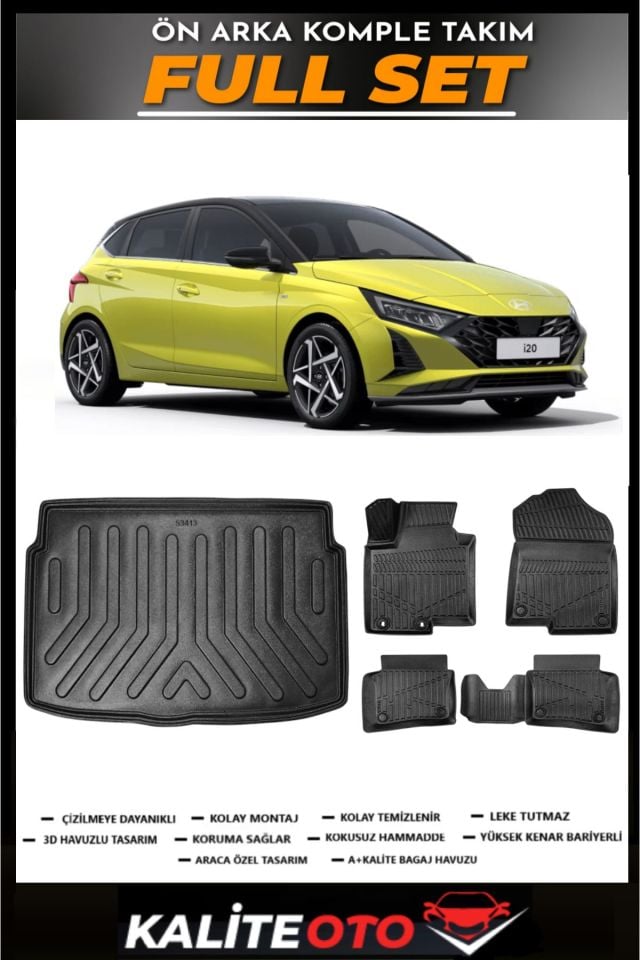 Hyundai i20 2024 Model 3D Bagaj Havuzu+4D Havuzlu Paspas Seti
