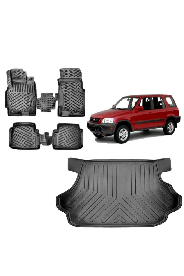 Honda CRV 2001 Model 3D Bagaj Havuzu+3D Havuzlu Araca Özel Paspas Takımı
