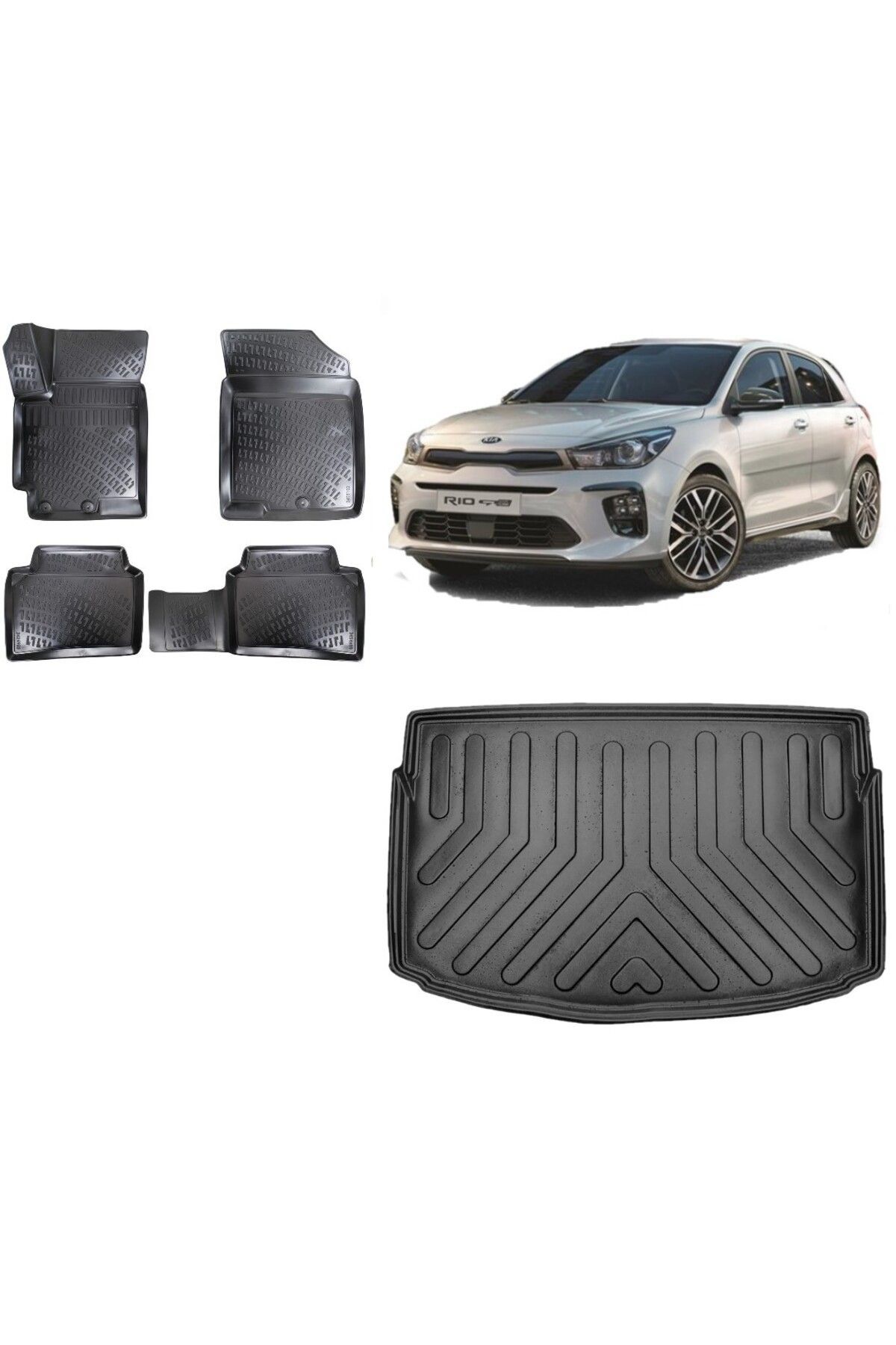 Kia Rio 2022 Model Hatchback 3D Bagaj Havuzu+3D Havuzlu Araca Özel Paspas Takımı