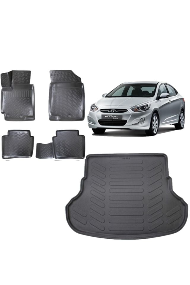 Hyundai Accent Blue 2016 Model 3D Bagaj Havuzu+3D Havuzlu Araca Özel Paspas Takımı