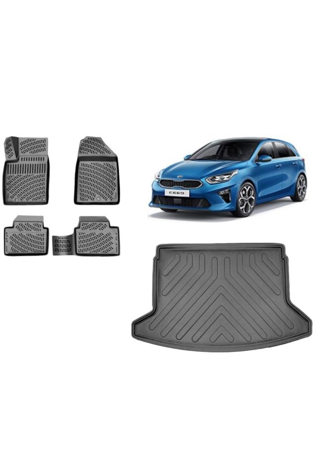 Kia Ceed 2023 Model Hatchback 3D Bagaj Havuzu+3D Havuzlu Araca Özel Paspas Takımı