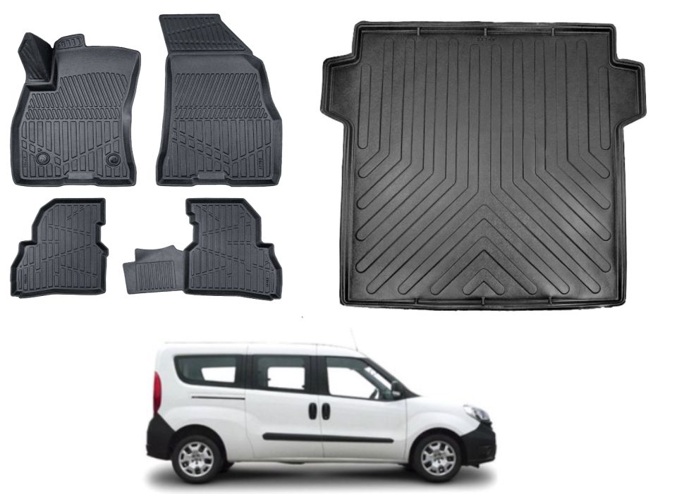 Fiat Doblo Maxi 2010 Sonrası 3D Bagaj Havuzu+3D Araca Özel Paspas Takımı Luxury Serisi