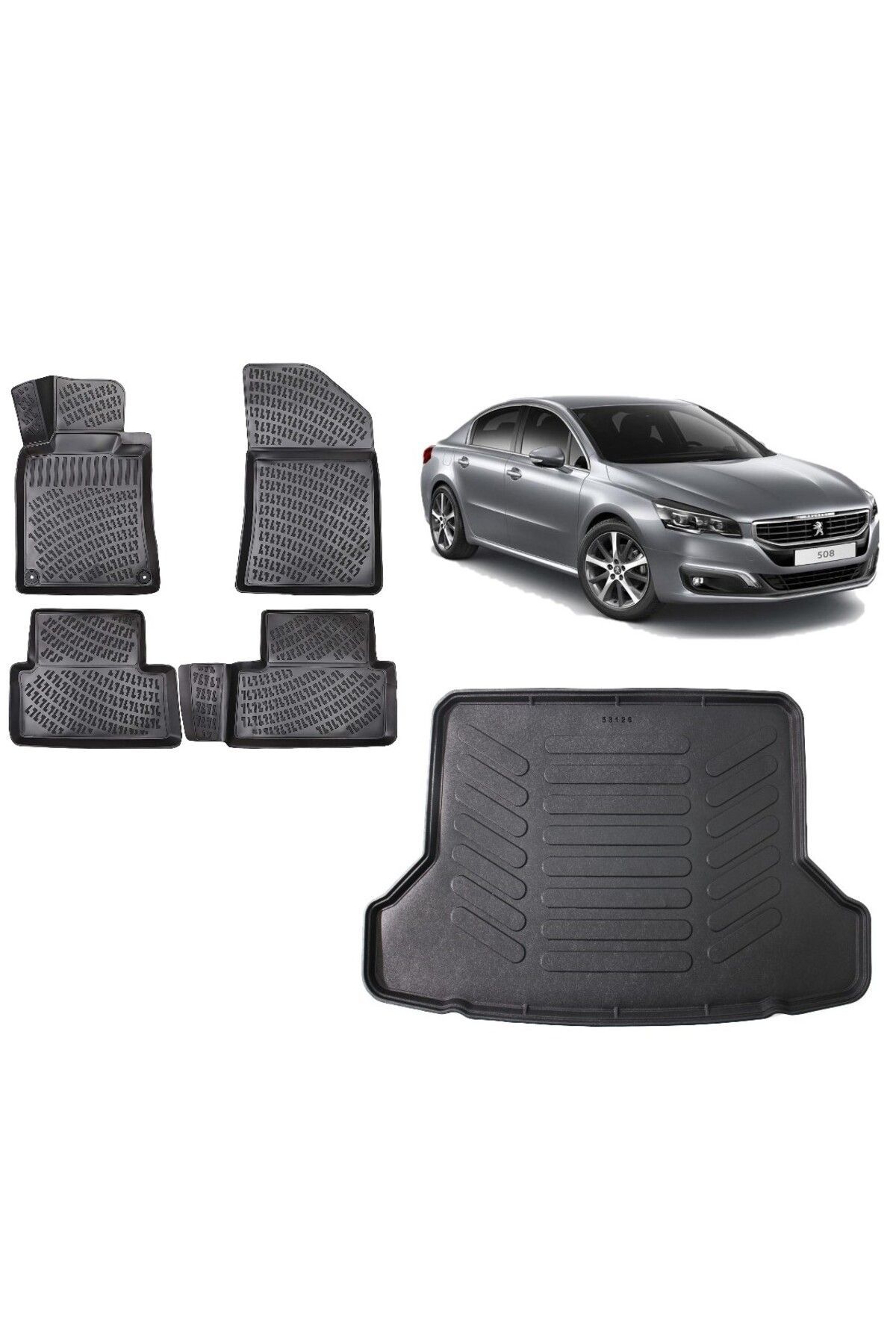 Peugeot 508 Allure 2014 Model 3D Bagaj Havuzu+3D Havuzlu Araca Özel Paspas Takımı