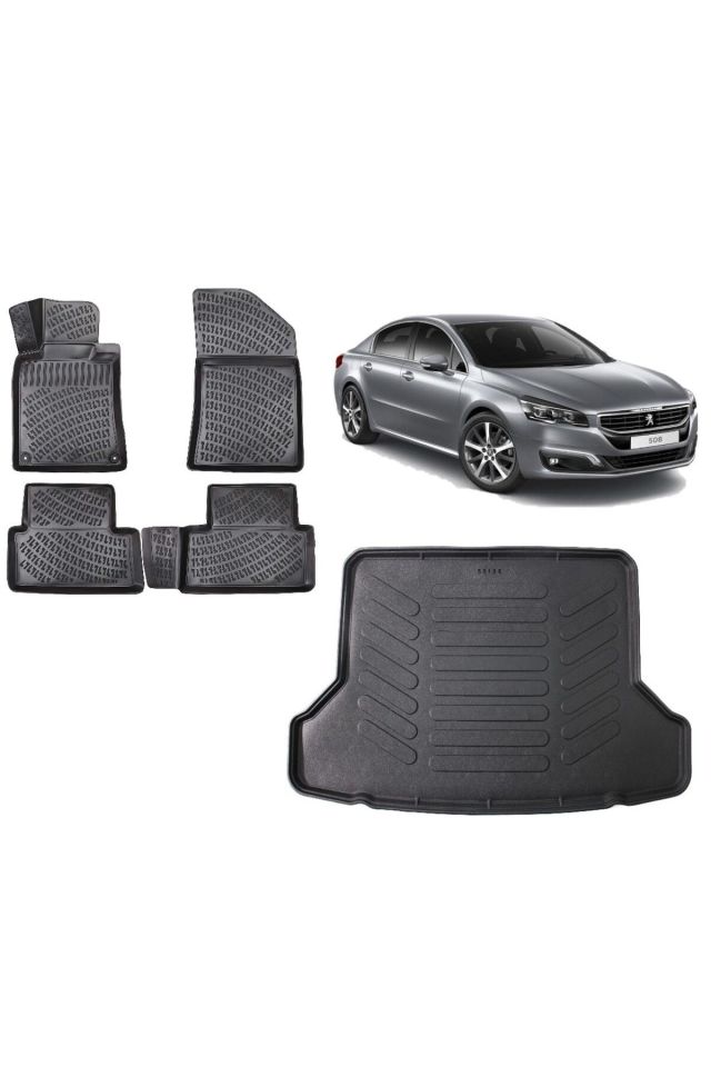 Peugeot 508 Allure 2014 Model 3D Bagaj Havuzu+3D Havuzlu Araca Özel Paspas Takımı
