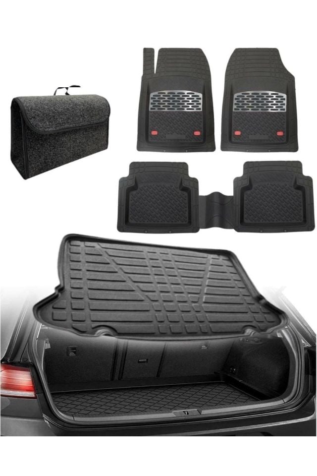 Honda Accord 2002-2008 Sonrası Uyumlu Kokusuz 3d Bagaj Havuzu+3d Safir Karbon Havuzlu Paspas