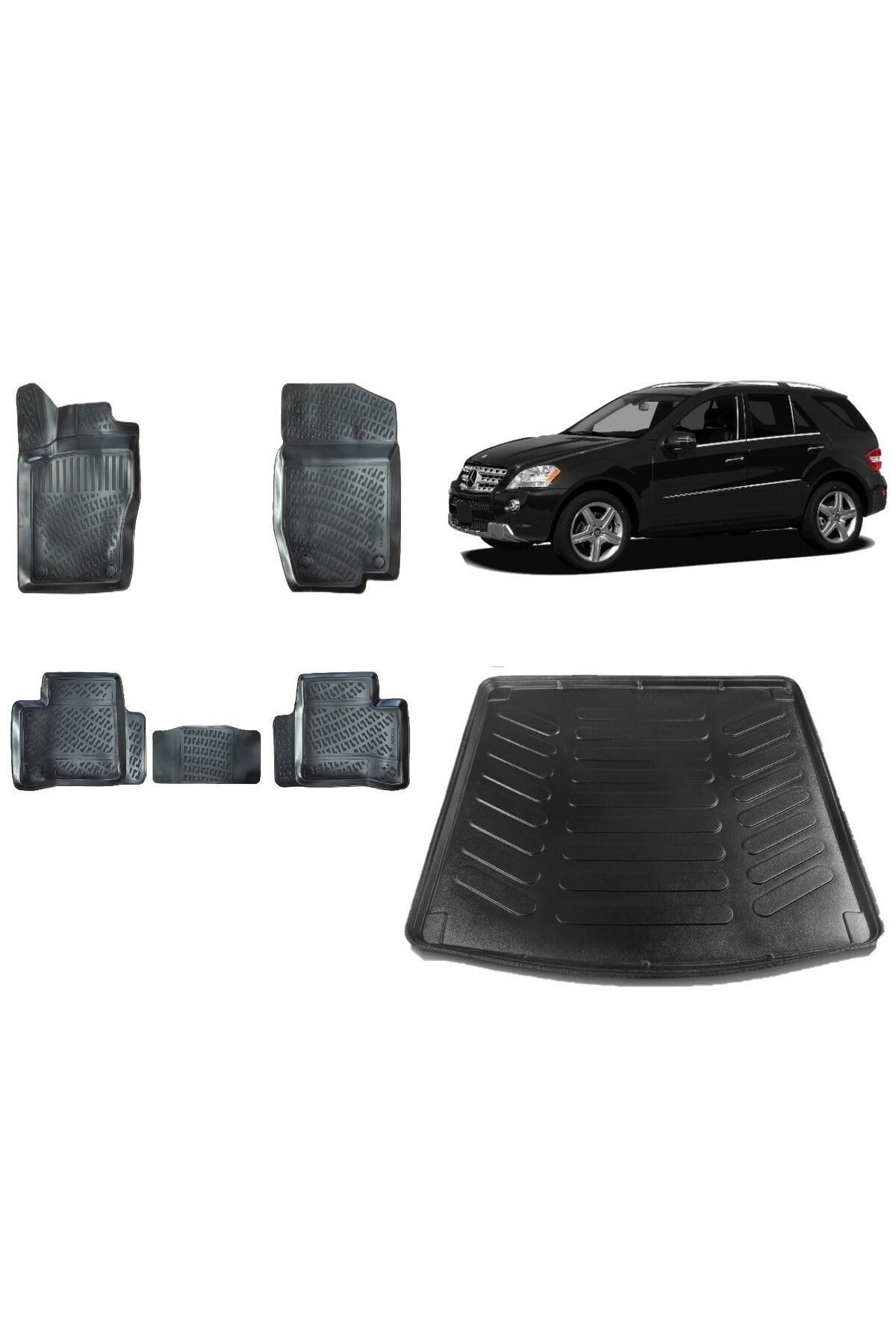 Mercedes ML Serisi 2008 Model 3D Bagaj Havuzu+3D Havuzlu Araca Özel Paspas Takımı