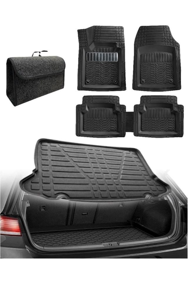 Honda Civic Sedan 2012 -2015 Uyumlu Kokusuz 3d Bagaj Havuzu+3d Maximum Karbon Kromlu Havuzlu Paspas