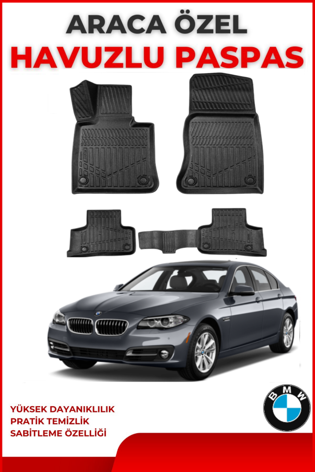 Bmw 5 Serisi F10 2013-2016 4.5D Havuzlu Siyah Paspas Takımı