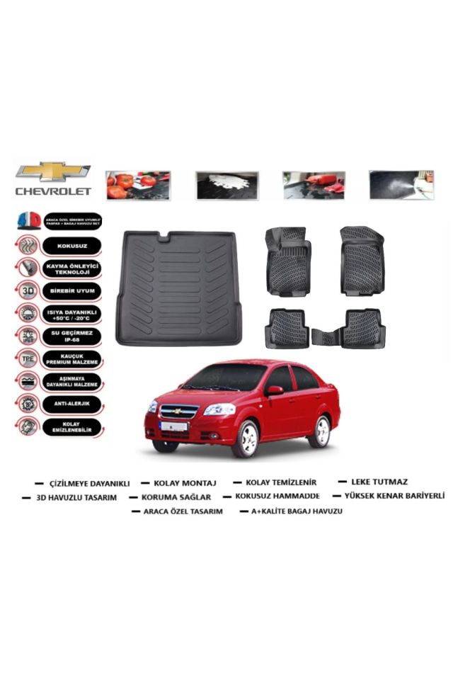 Chevrolet Aveo Sedan 2016 Model Bagaj Havuzu Araca Özel Paspas Takımı Prrox