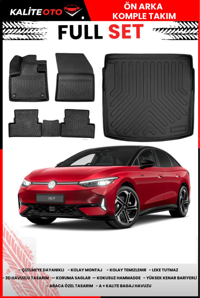 Volkswagen İD.7 Sedan 2023 Sonrası Bagaj Havuzu+Havuzlu Paspas