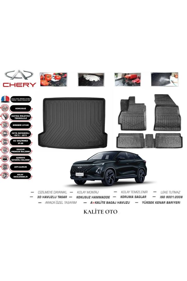 Chery Omoda 5 2023 Model 3D Bagaj Havuzu+4D Havuzlu Paspas Setii