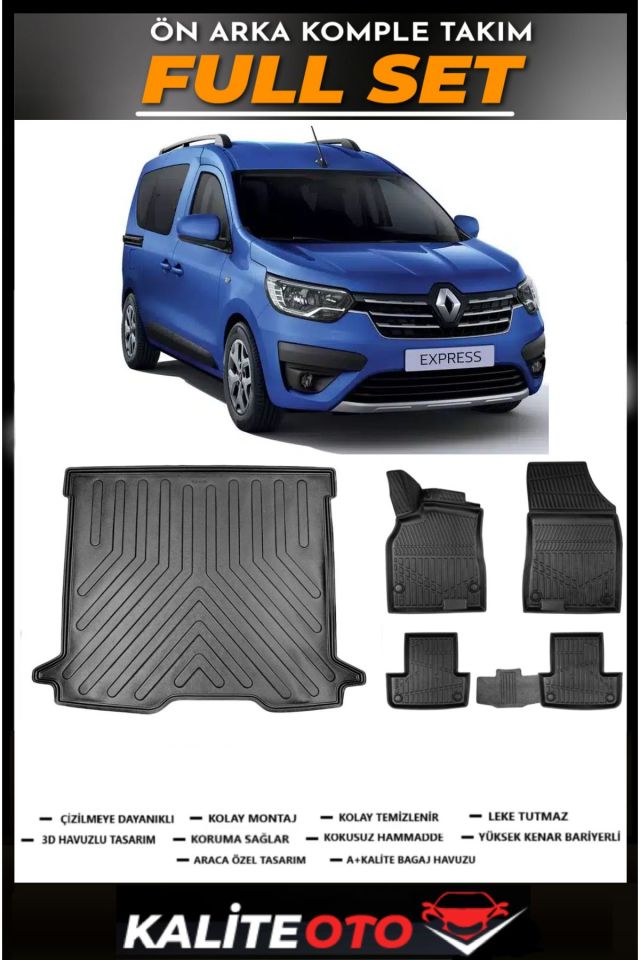Renault Express Bagaj Havuzu+4.5D Havuzlu Paspas Seti 2024 Model