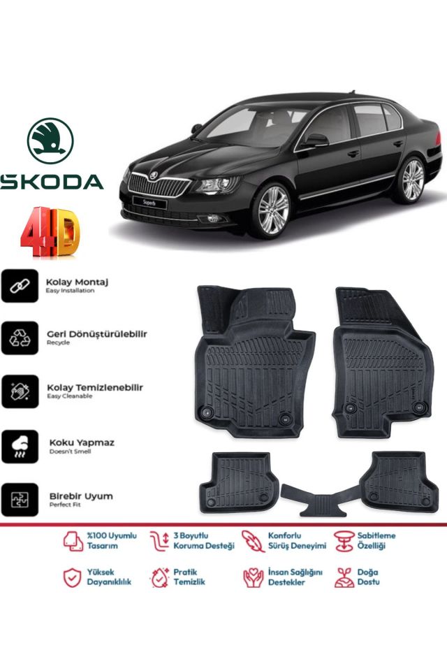 Skoda Superb 2012 Model 4D Havuzlu Paspas