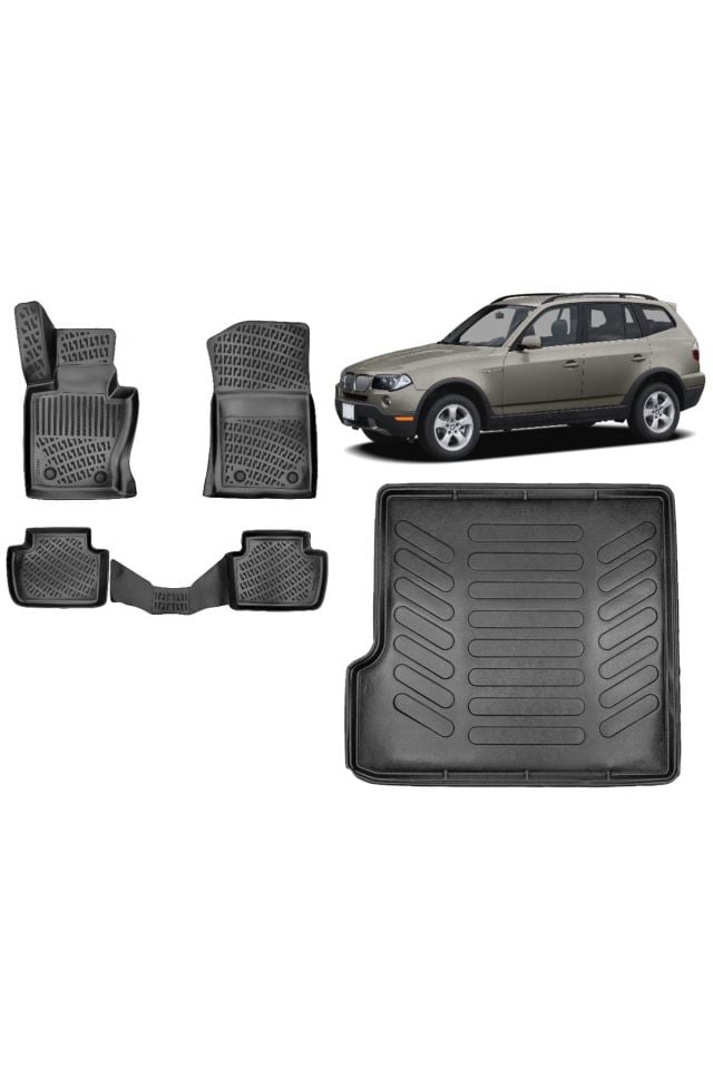 Bmw X3 2009 Model 3D Bagaj Havuzu+3D Havuzlu Araca Özel Paspas Takımı