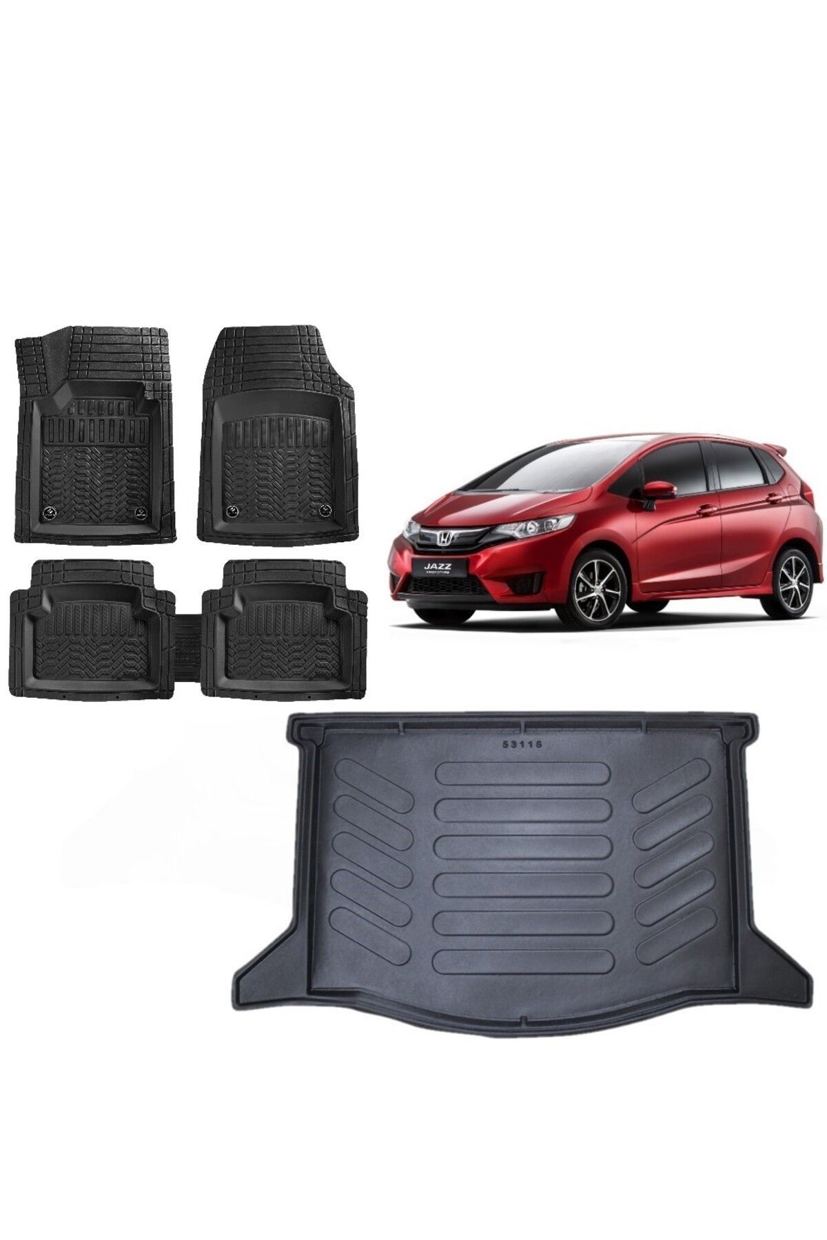 Honda Jazz 2018 Model 3D Bagaj Havuzu+3D Havuzlu Maximum Siyah Paspas