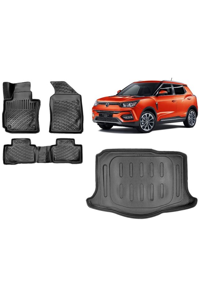 Ssangyong Tivoli 2016 Kısa Şase 3D Bagaj Havuzu+3D Havuzlu Araca Özel Paspas Takımı