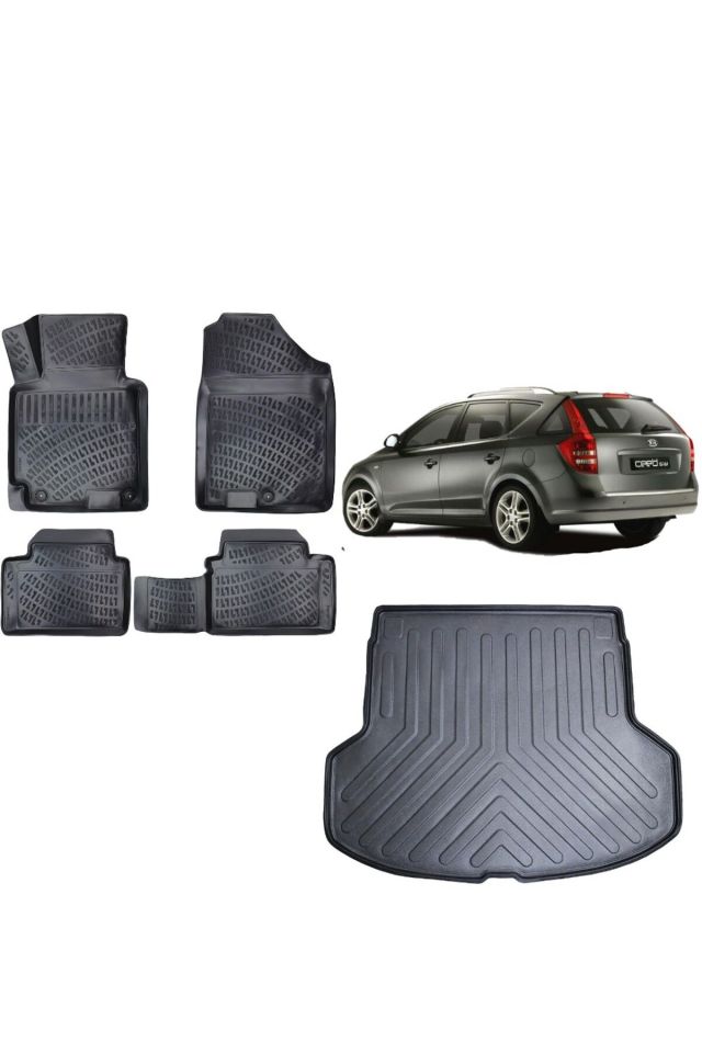 Kia Ceed 2006 Model Station Vagon 3D Bagaj Havuzu+3D Havuzlu Araca Özel Paspas Takımı