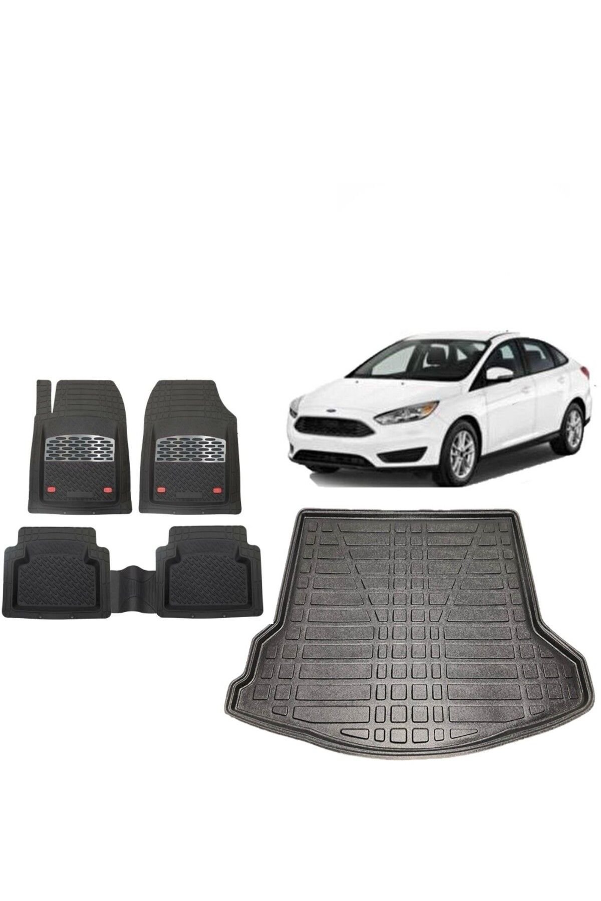 Ford Focus 3 SEDAN 2014 Model 3D Bagaj Havuzu+3D Havuzlu Safir Gri Kromlu Paspas