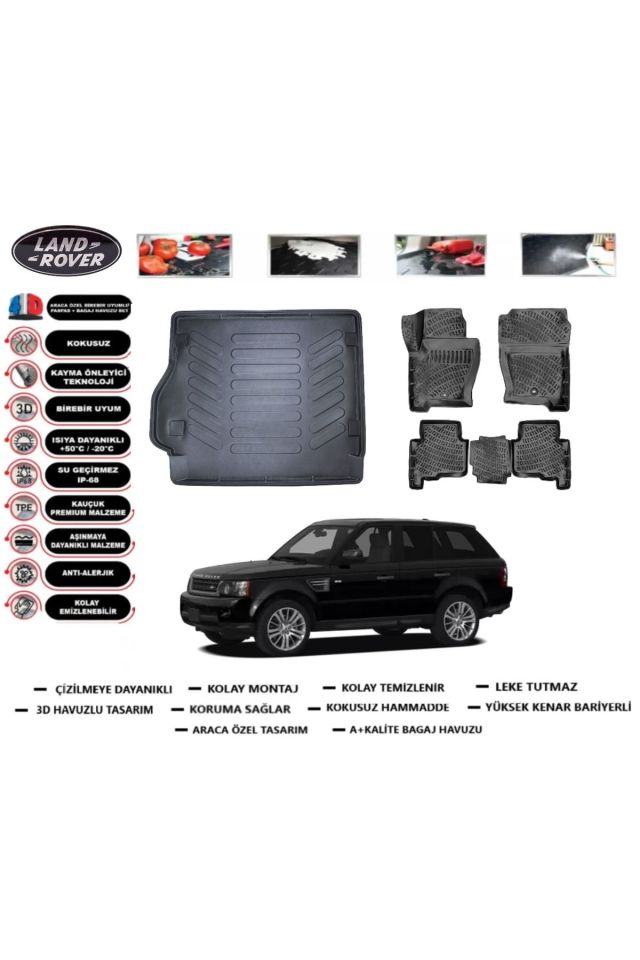 Land Rover Range Rover Sport 2013 Model Bagaj Havuzu Araca Özel Paspas Takımı Prrox