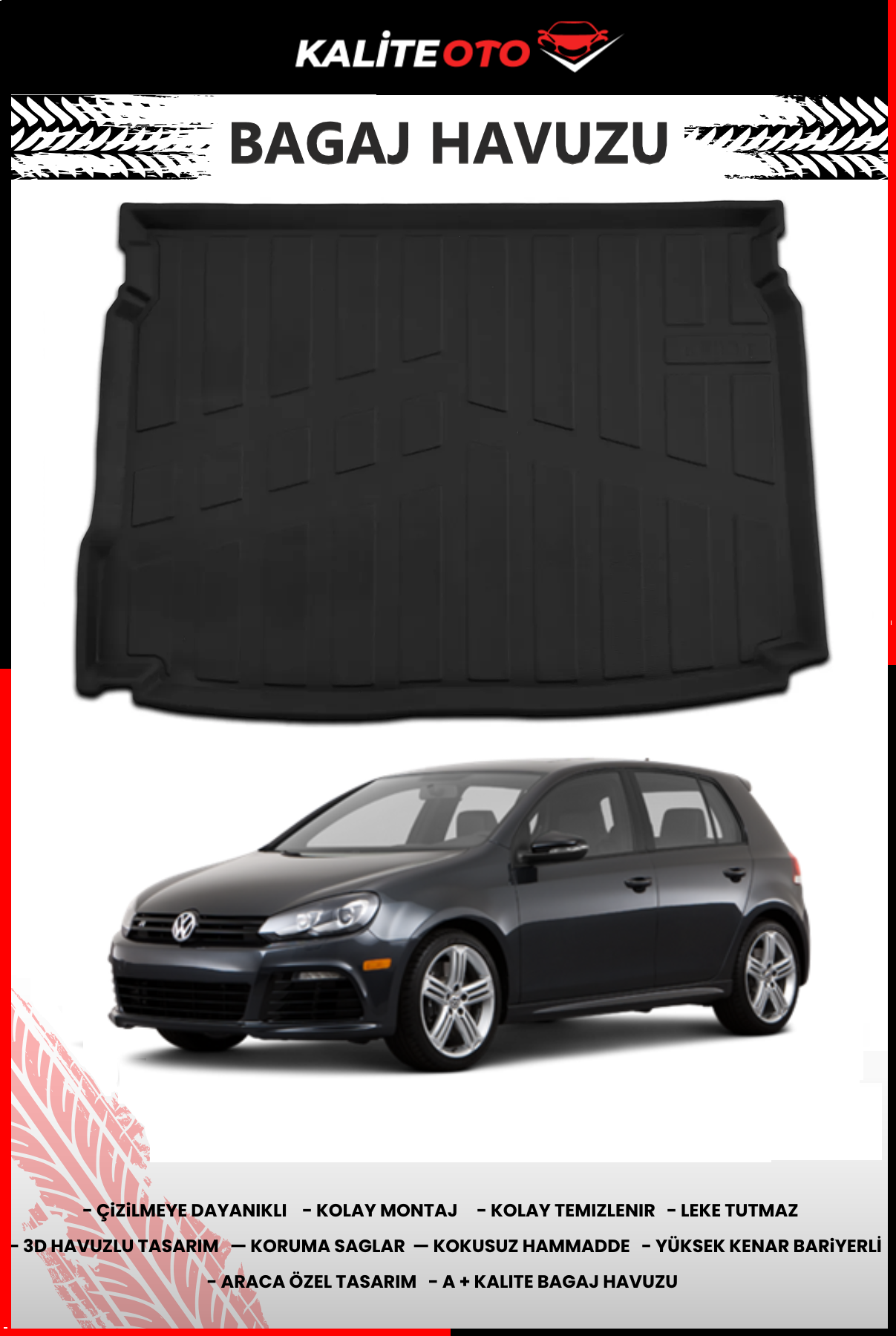 Volkswagen Golf 6 2009-2012 4D Bagaj Havuzu