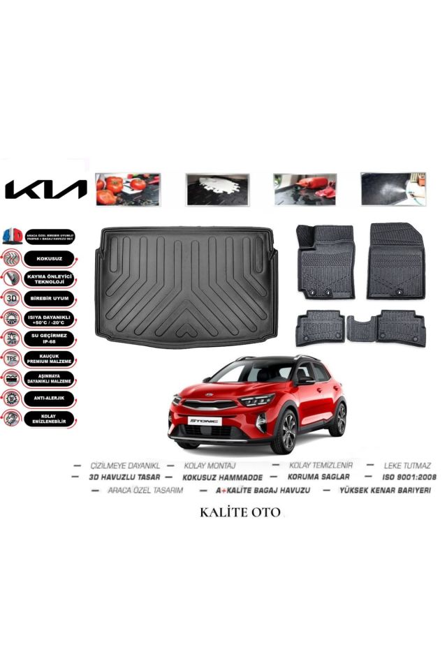 Kia Stonic 2020 Model 3D Bagaj Havuzu+4D Havuzlu Paspas Seti