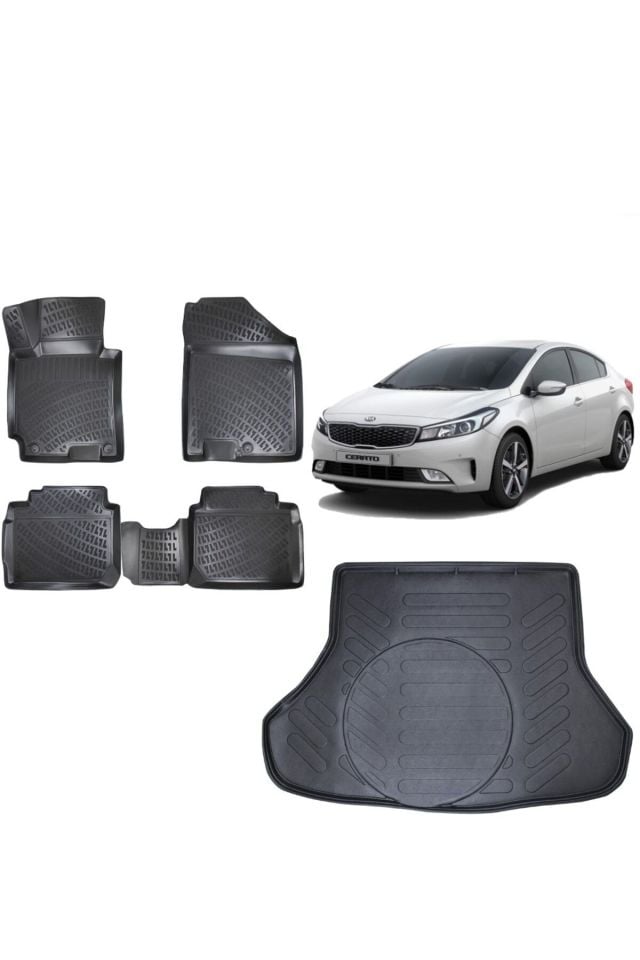 Kia Cerato 2017 Model 3D Bagaj Havuzu+3D Havuzlu Araca Özel Paspas Takımı