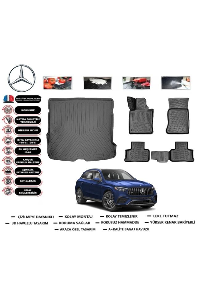 Mercedes GLC SUV 2024 Model Bagaj Havuzu Araca Özel Paspas Takımı Prrox