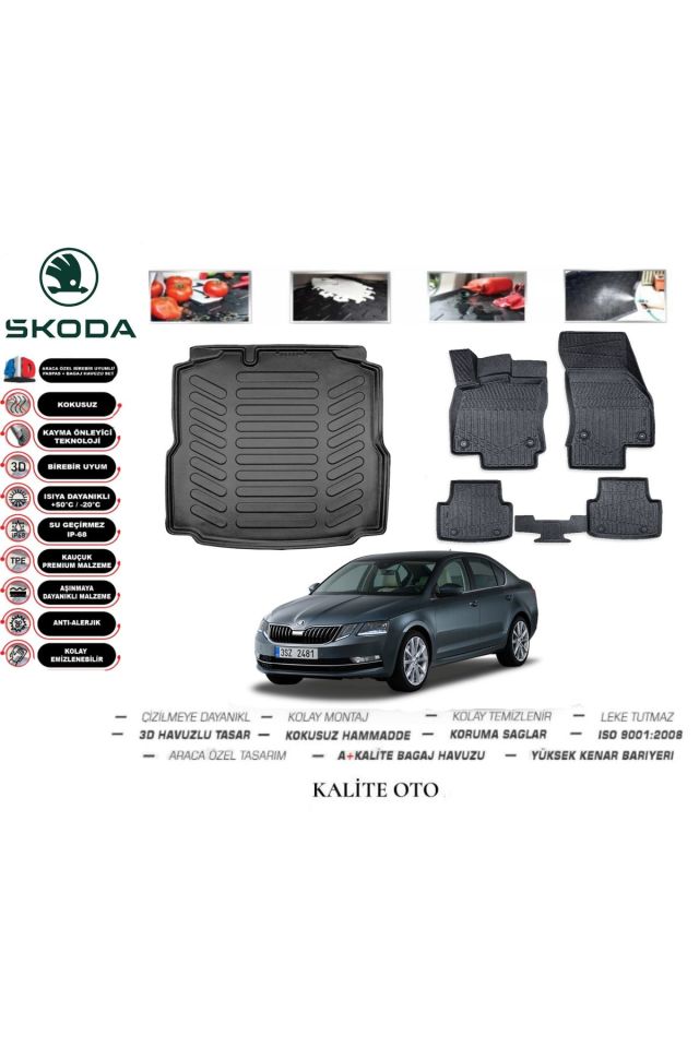 Skoda Octavia 2013 Model 3D Bagaj Havuzu+4D Havuzlu Paspas Setii