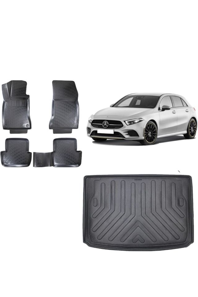 Mercedes A Serisi Hatchback Cepsiz 2021 Model 3D Bagaj Havuzu+3D Havuzlu Araca Özel Paspas Takımı
