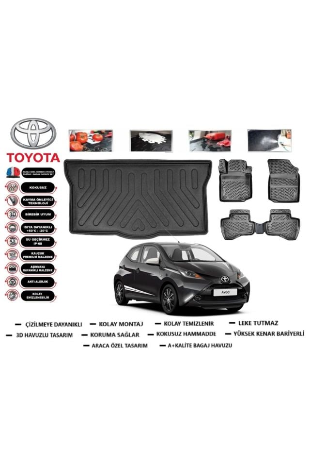 Toyota Aygo 2009 Model Bagaj Havuzu Araca Özel Paspas Takımı Prrox