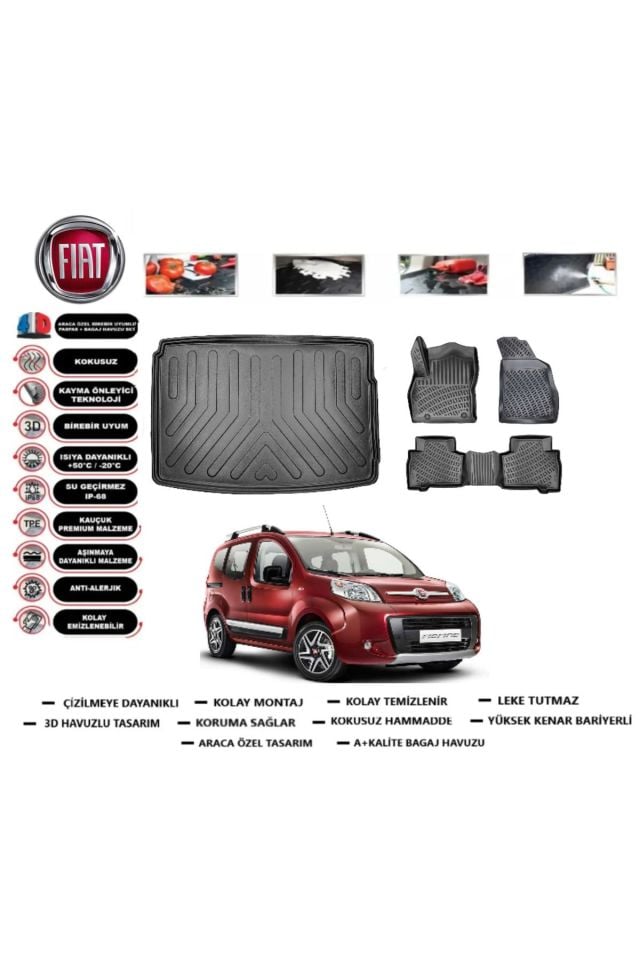 Fiat Fiorino 2012 Model Koltuklu Van Bagaj Havuzu Araca Özel Paspas Takımı Prrox