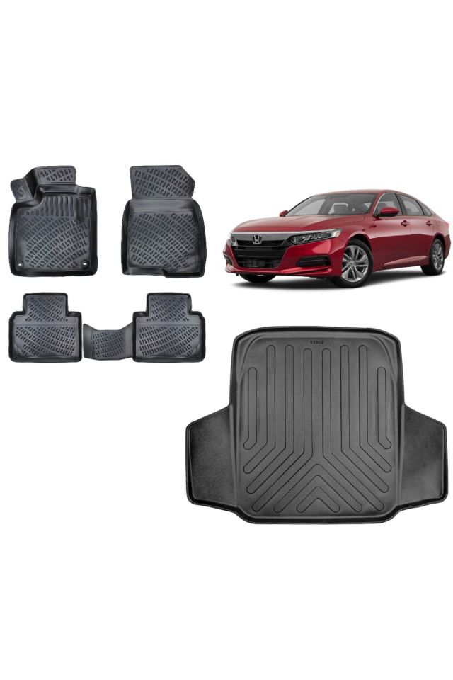 Honda Accord 2021 Model 3D Bagaj Havuzu+3D Havuzlu Araca Özel Paspas Takımı