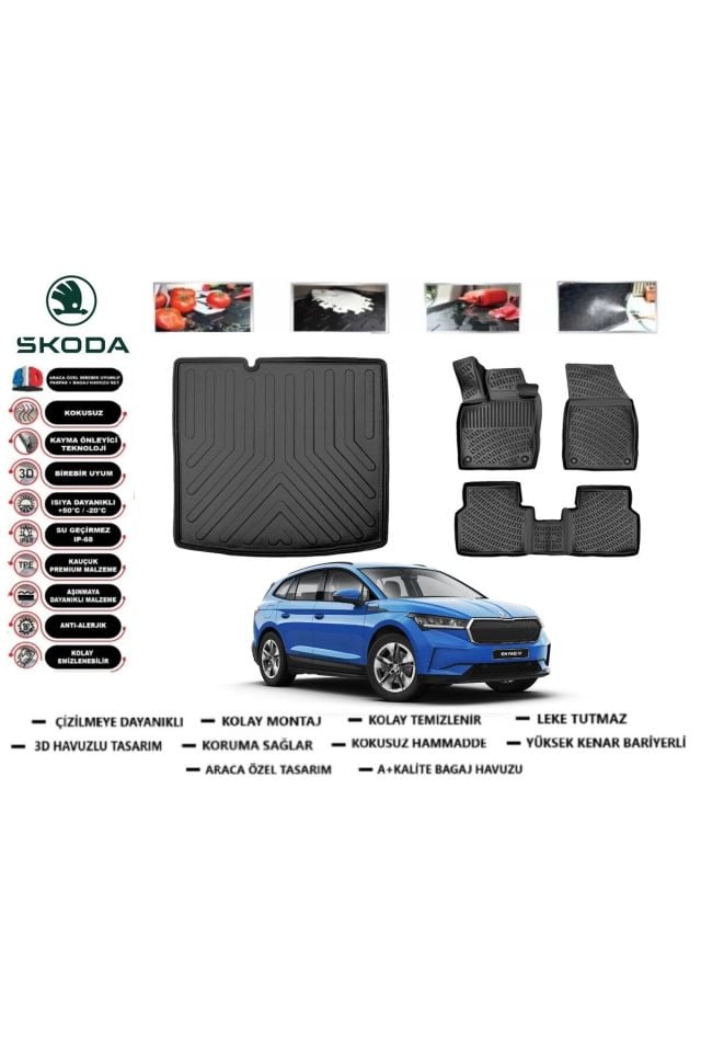 Skoda Enyaq 2024 Model Bagaj Havuzu Araca Özel Paspas Takımı Prrox