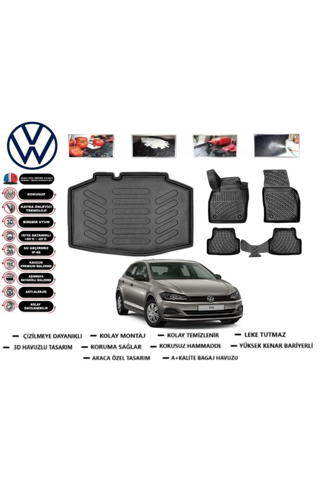 Volkswagen Polo Trendline Paket 2020 Model Bagaj Havuzu Araca Özel Paspas Takımı Prrox