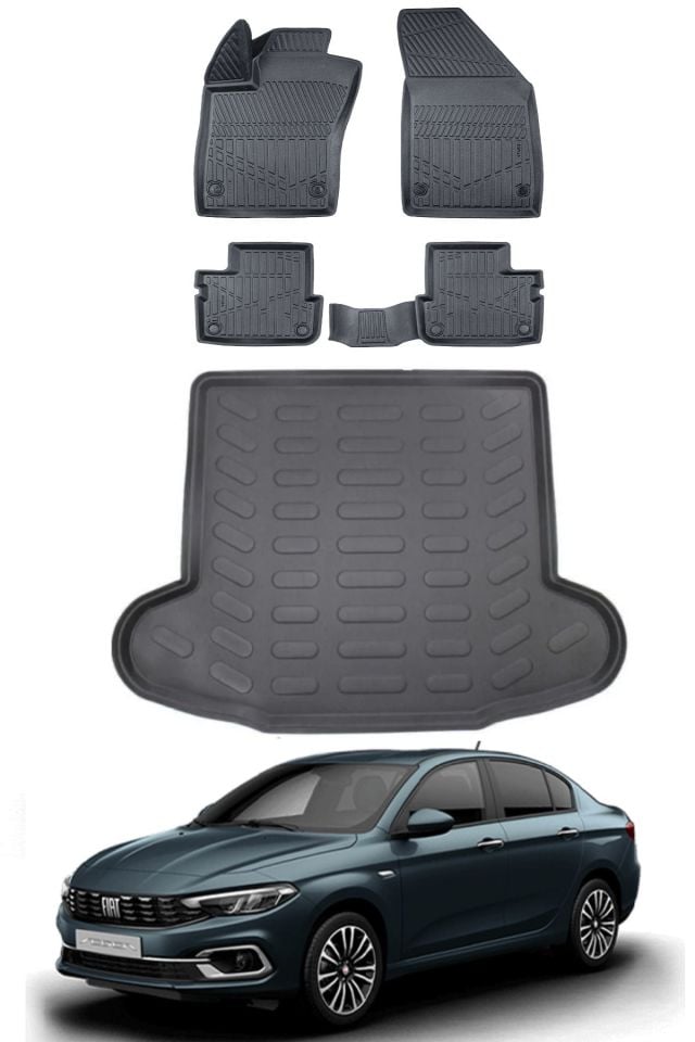 Fiat Egea Sedan 2015 Model Bagaj Havuzu Araca Özel Siyah Paspas Takımı