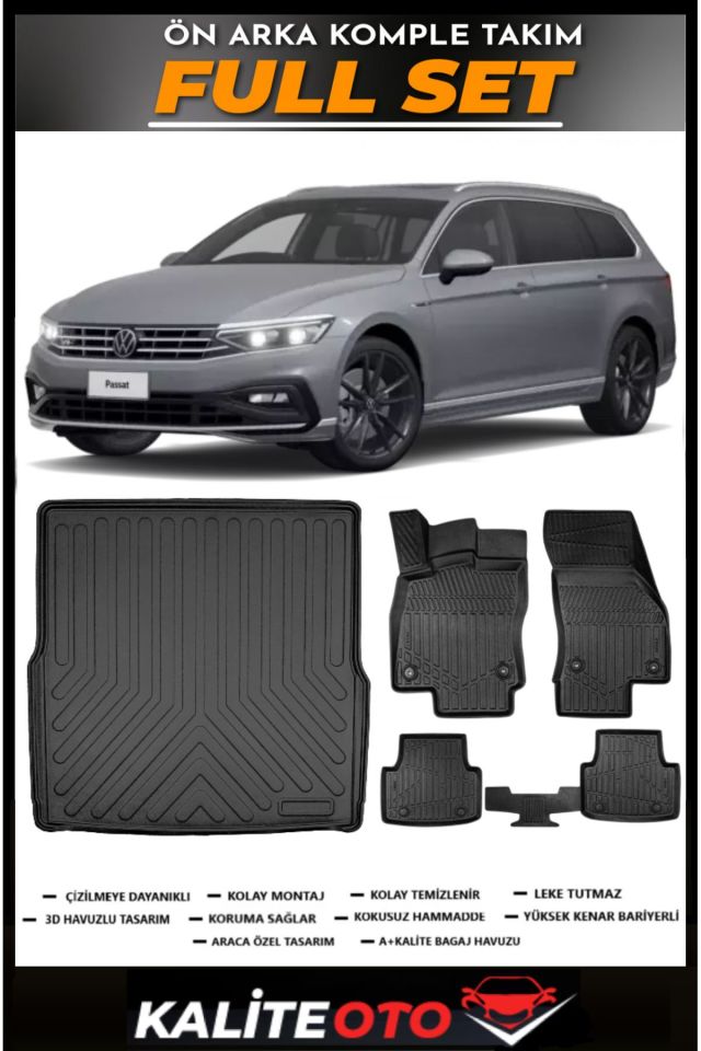 Volkswagen Passat B8 Stw Bagaj Havuzu+4.5D Havuzlu Paspas Seti 2019 Model