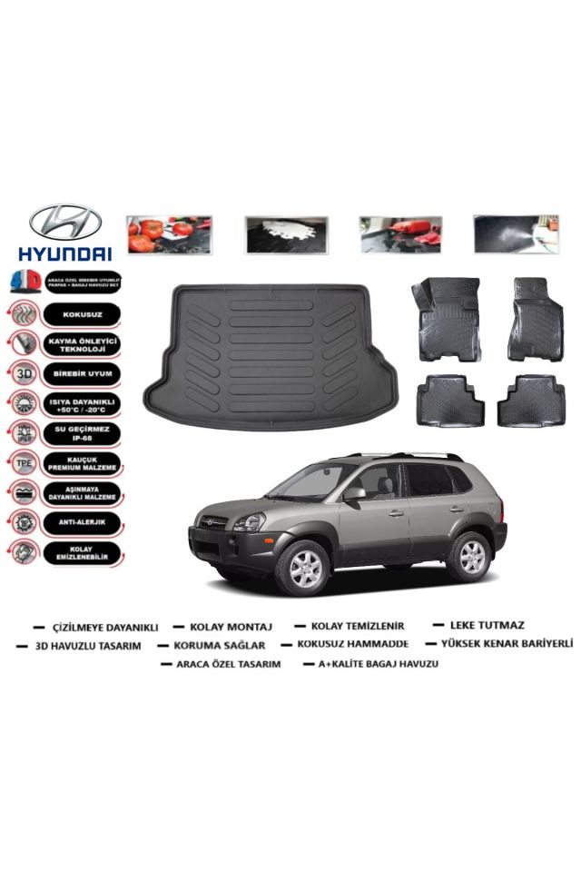 Hyundai Tucson 2004 Model Bagaj Havuzu Araca Özel Paspas Takımı Prrox