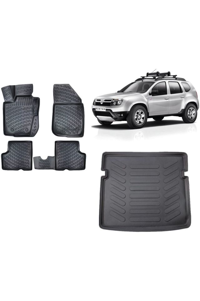 Dacia Duster 4WD 2014 Model 3D Bagaj Havuzu+3D Havuzlu Araca Özel Paspas Takımı