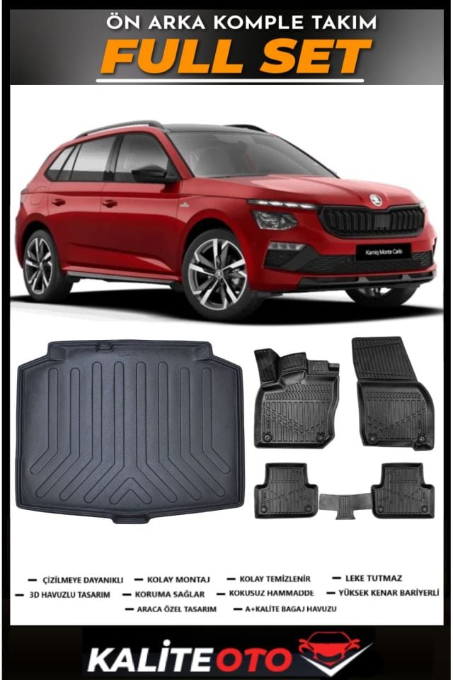 Skoda Kamiq Bagaj Havuzu+4.5D Havuzlu Paspas Seti 2022 Model