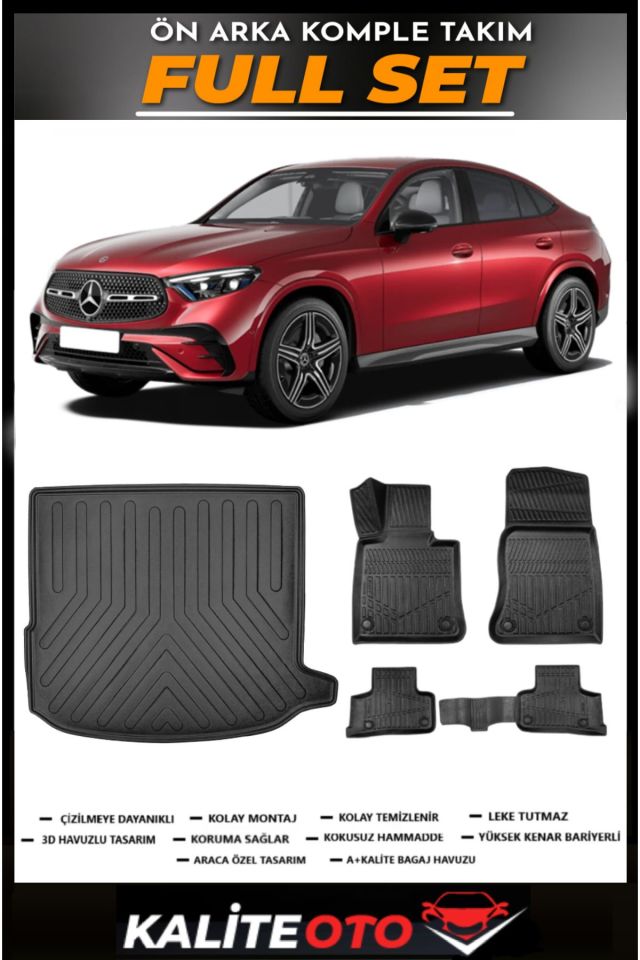 Mercedes Glc Coupe Bagaj Havuzu+4.5D Havuzlu Paspas Seti 2023 Model